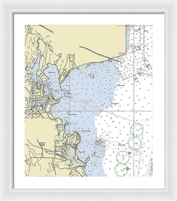 Wickford Rhode Island Nautical Chart - Framed Print