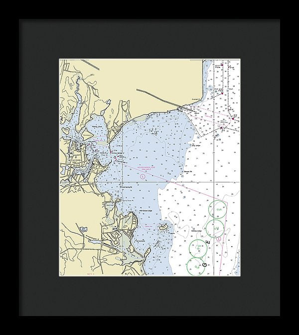 Wickford Rhode Island Nautical Chart - Framed Print