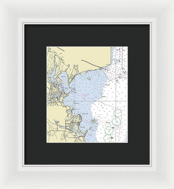 Wickford Rhode Island Nautical Chart - Framed Print