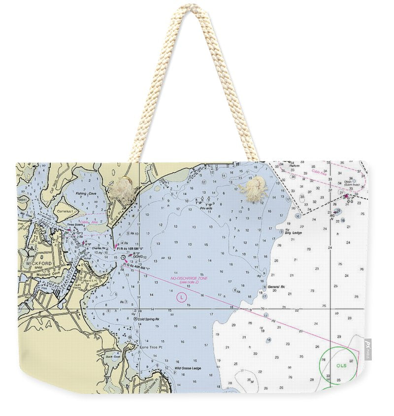 Wickford Rhode Island Nautical Chart - Weekender Tote Bag