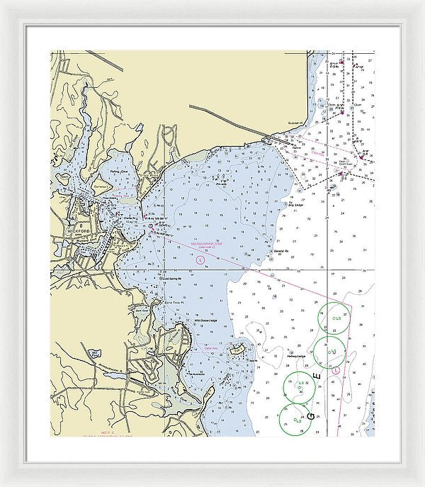 Wickford Rhode Island Nautical Chart - Framed Print