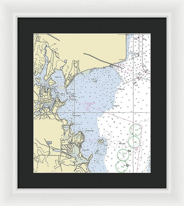 Wickford Rhode Island Nautical Chart - Framed Print