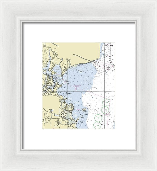 Wickford Rhode Island Nautical Chart - Framed Print