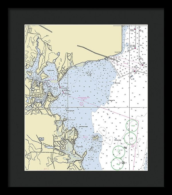 Wickford Rhode Island Nautical Chart - Framed Print