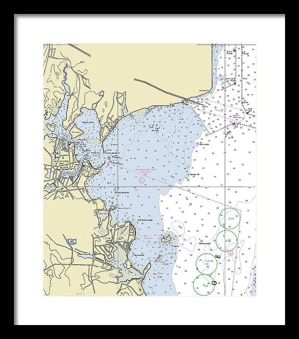 Wickford Rhode Island Nautical Chart - Framed Print