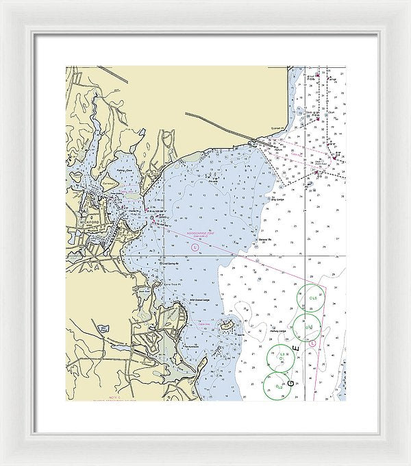 Wickford Rhode Island Nautical Chart - Framed Print