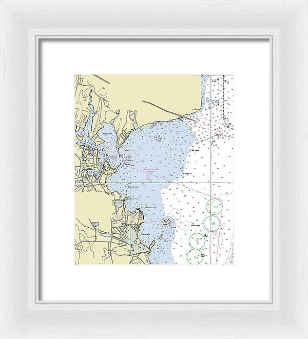 Wickford Rhode Island Nautical Chart - Framed Print