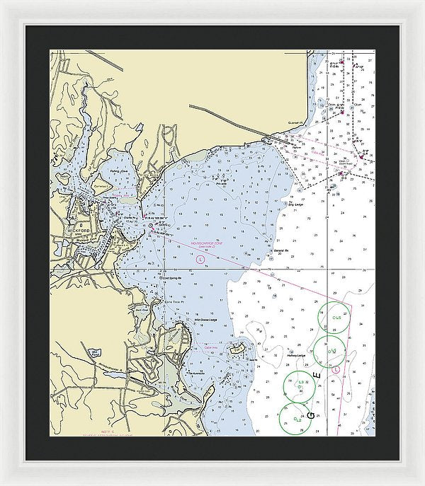 Wickford Rhode Island Nautical Chart - Framed Print