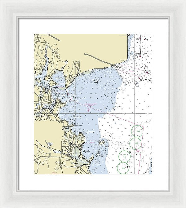 Wickford Rhode Island Nautical Chart - Framed Print