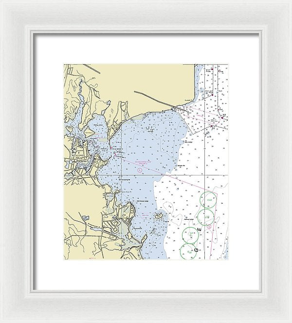 Wickford Rhode Island Nautical Chart - Framed Print