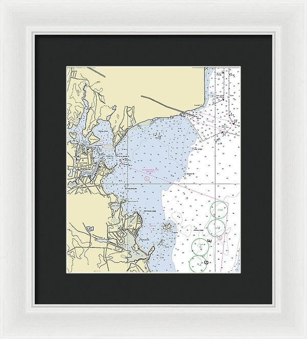 Wickford Rhode Island Nautical Chart - Framed Print