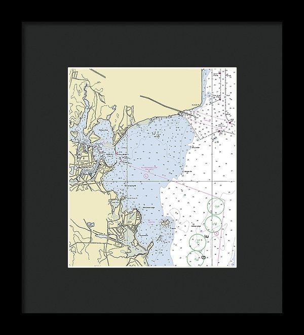 Wickford Rhode Island Nautical Chart - Framed Print