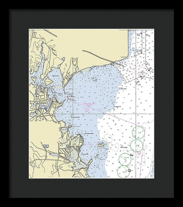 Wickford Rhode Island Nautical Chart - Framed Print