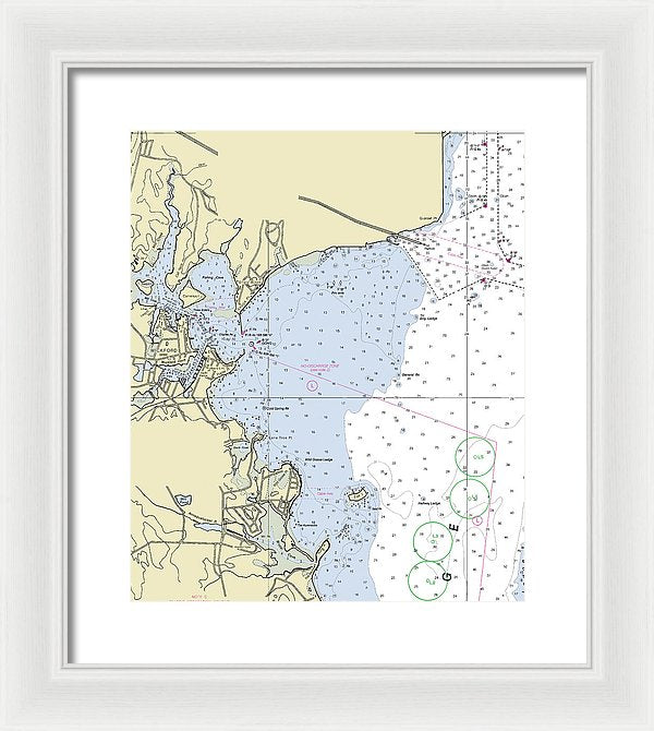 Wickford Rhode Island Nautical Chart - Framed Print