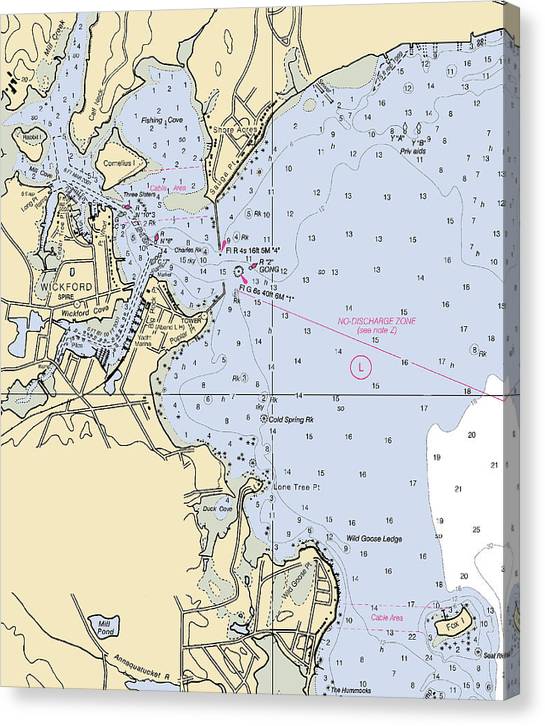 Wickford -Rhode Island Nautical Chart _V2 Canvas Print