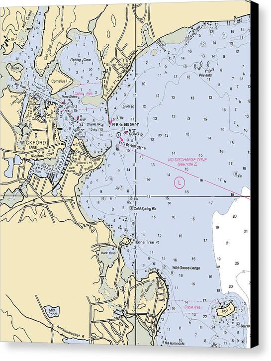 Wickford -rhode Island Nautical Chart _v2 - Canvas Print