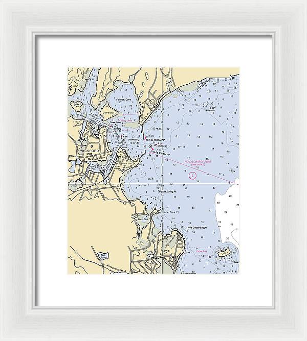 Wickford -rhode Island Nautical Chart _v2 - Framed Print