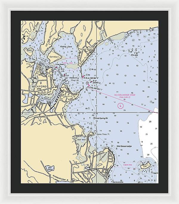 Wickford -rhode Island Nautical Chart _v2 - Framed Print