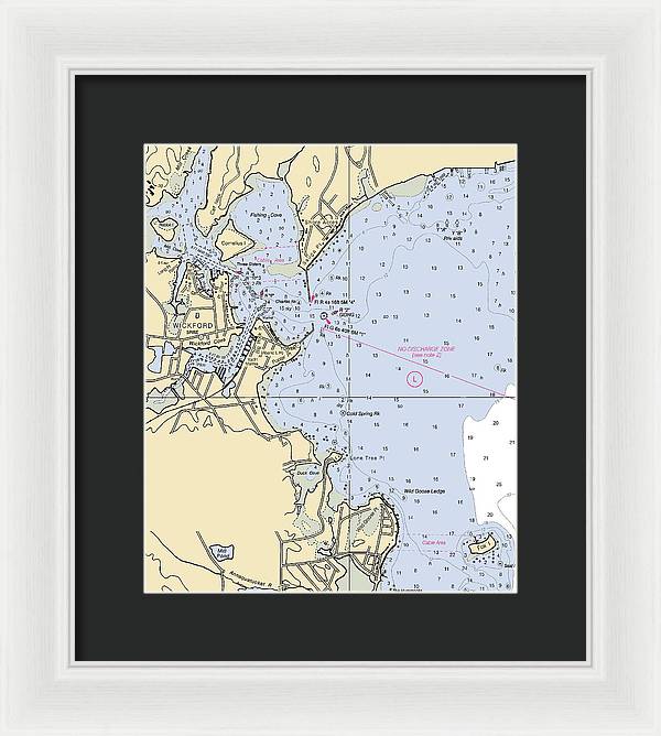 Wickford -rhode Island Nautical Chart _v2 - Framed Print