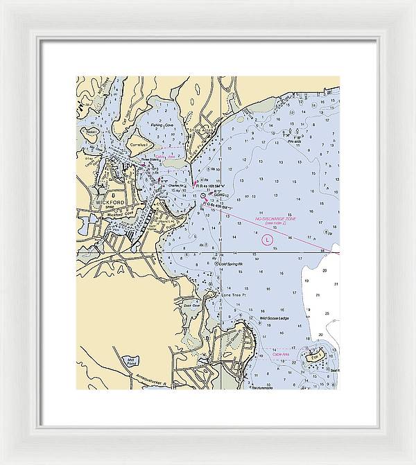 Wickford -rhode Island Nautical Chart _v2 - Framed Print