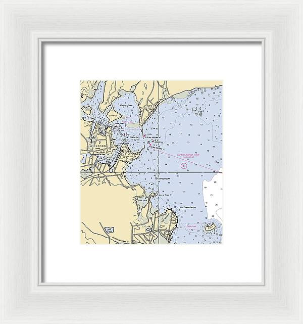 Wickford -rhode Island Nautical Chart _v2 - Framed Print