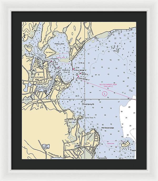 Wickford -rhode Island Nautical Chart _v2 - Framed Print