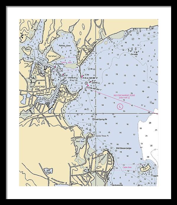 Wickford -rhode Island Nautical Chart _v2 - Framed Print