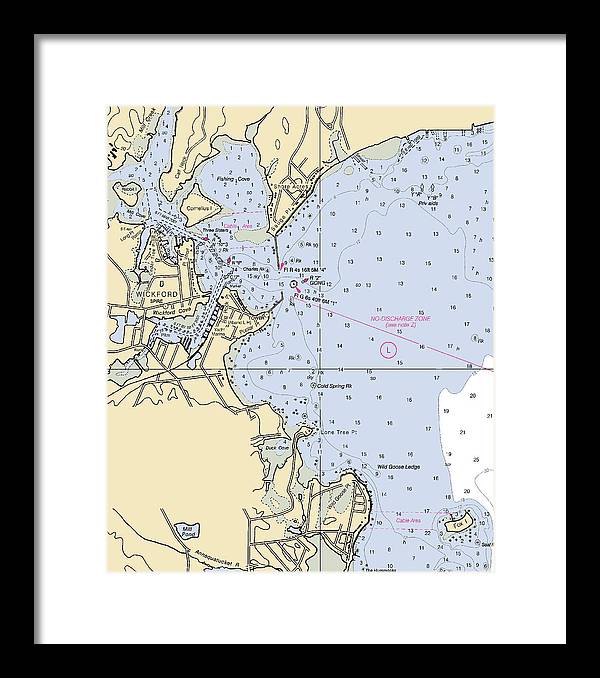 Wickford -rhode Island Nautical Chart _v2 - Framed Print