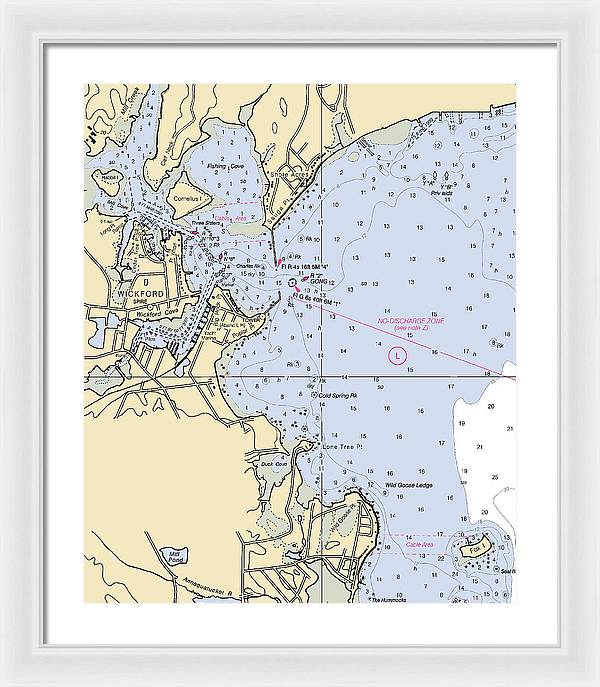 Wickford -rhode Island Nautical Chart _v2 - Framed Print