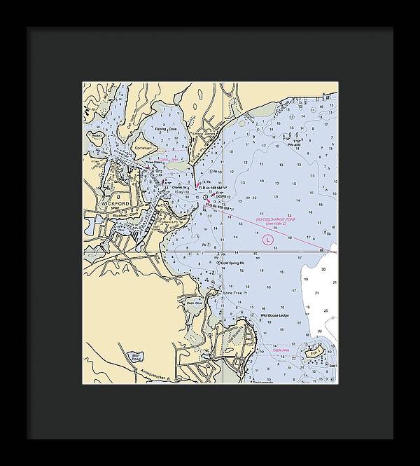 Wickford -rhode Island Nautical Chart _v2 - Framed Print