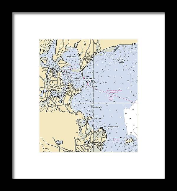 Wickford -rhode Island Nautical Chart _v2 - Framed Print