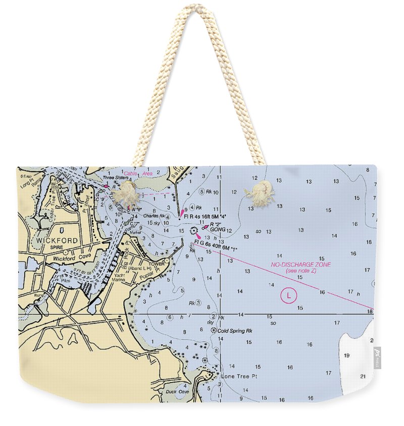 Wickford -rhode Island Nautical Chart _v2 - Weekender Tote Bag