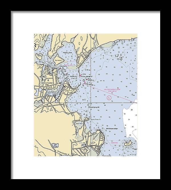 Wickford -rhode Island Nautical Chart _v2 - Framed Print