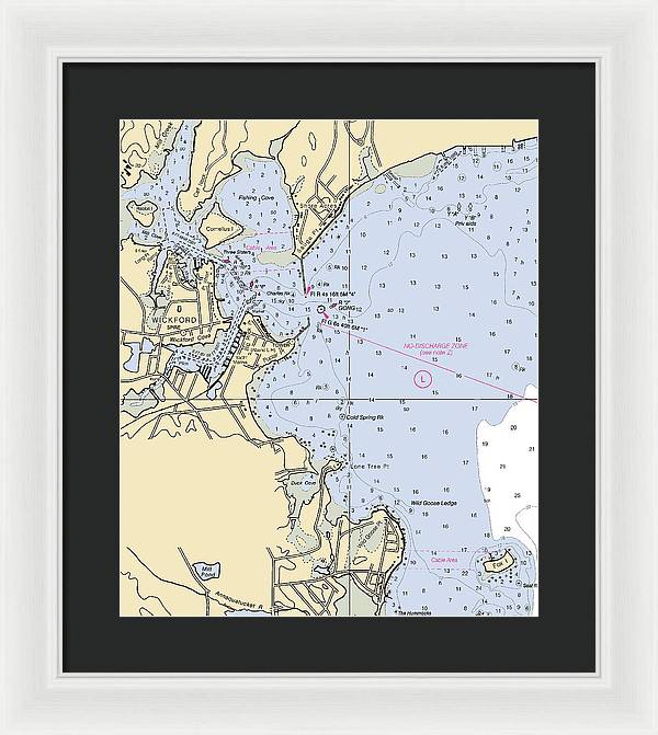 Wickford -rhode Island Nautical Chart _v2 - Framed Print