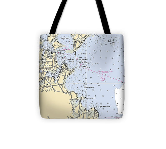 Wickford  Rhode Island Nautical Chart _V2 Tote Bag