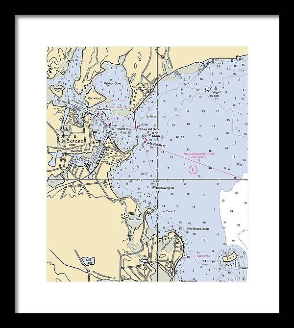 Wickford -rhode Island Nautical Chart _v2 - Framed Print