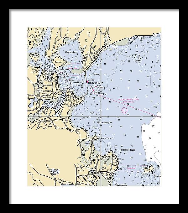 Wickford -rhode Island Nautical Chart _v2 - Framed Print