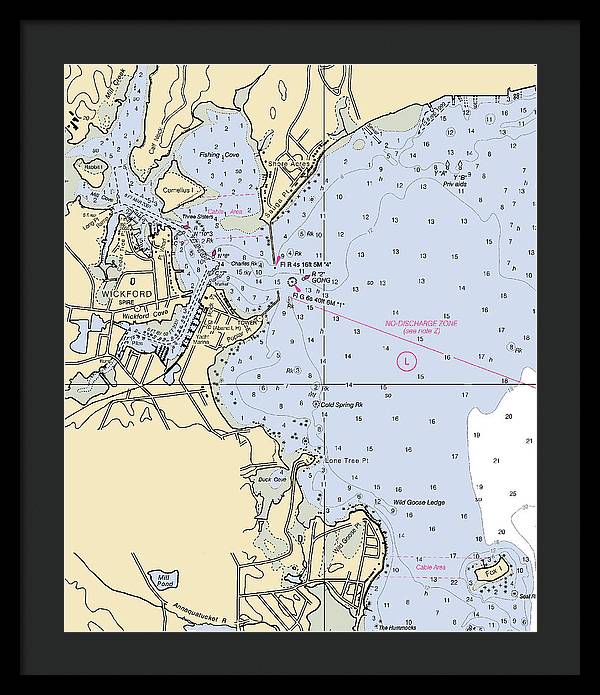 Wickford -rhode Island Nautical Chart _v2 - Framed Print