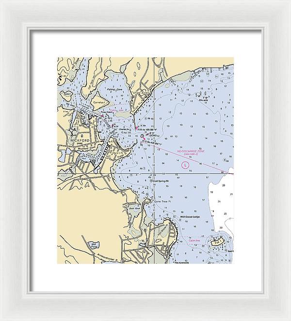 Wickford -rhode Island Nautical Chart _v2 - Framed Print