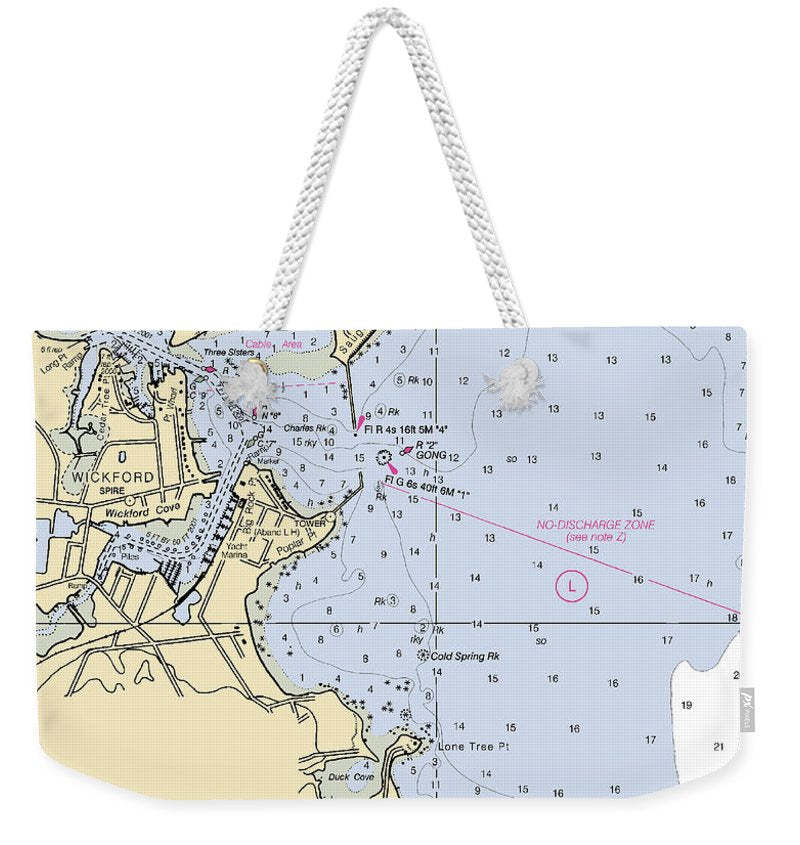 Wickford -rhode Island Nautical Chart _v2 - Weekender Tote Bag