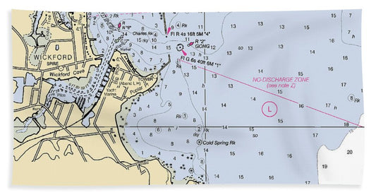 Wickford -rhode Island Nautical Chart _v2 - Beach Towel