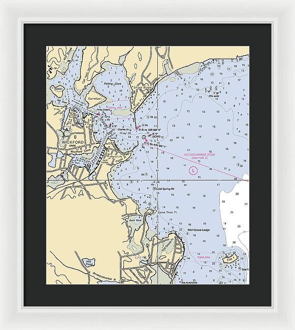 Wickford -rhode Island Nautical Chart _v2 - Framed Print