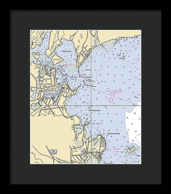 Wickford -rhode Island Nautical Chart _v2 - Framed Print