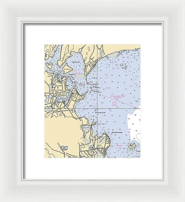 Wickford -rhode Island Nautical Chart _v2 - Framed Print