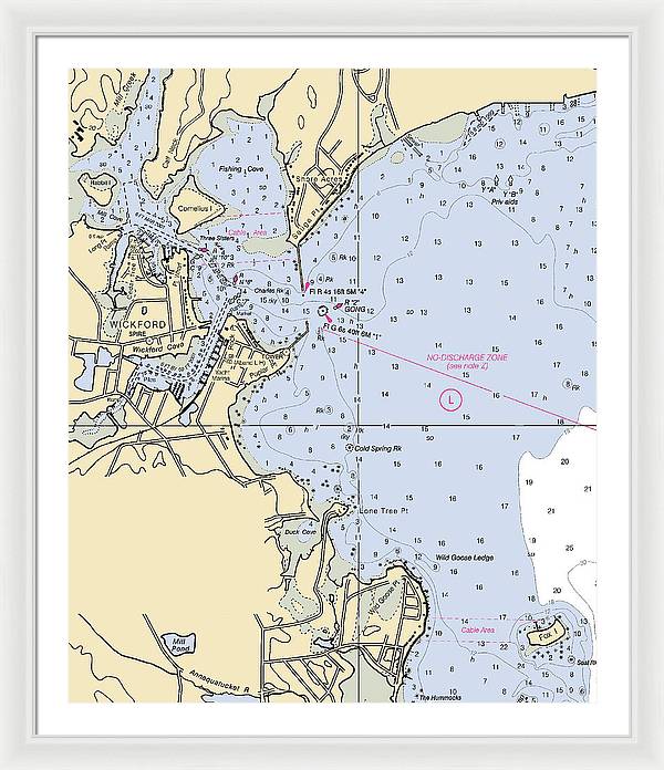 Wickford -rhode Island Nautical Chart _v2 - Framed Print