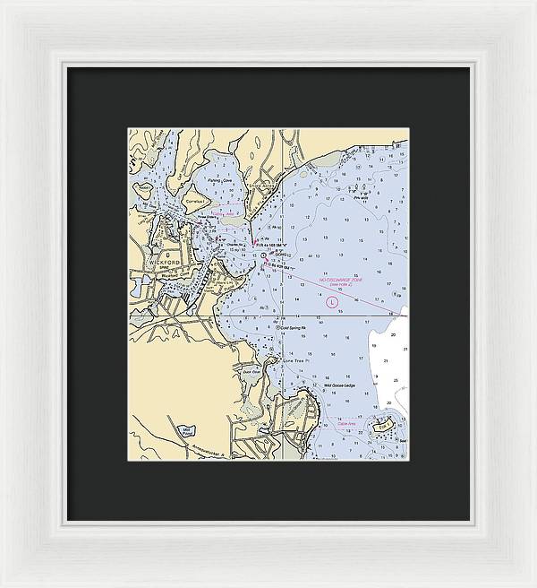 Wickford -rhode Island Nautical Chart _v2 - Framed Print