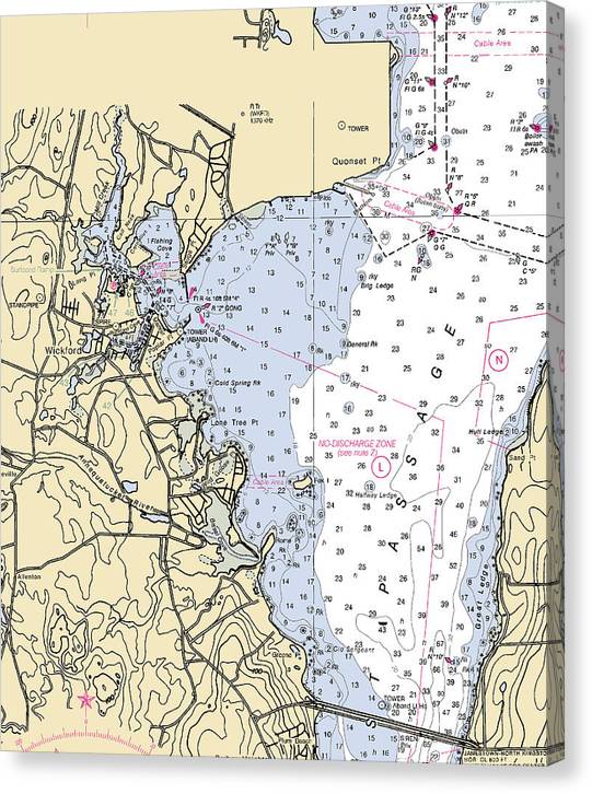 Wickford -Rhode Island Nautical Chart _V3 Canvas Print