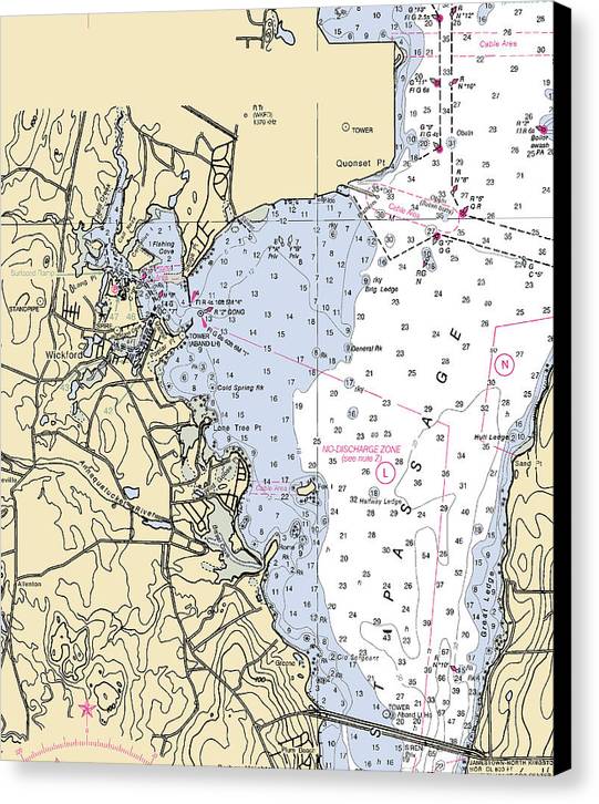 Wickford -rhode Island Nautical Chart _v3 - Canvas Print