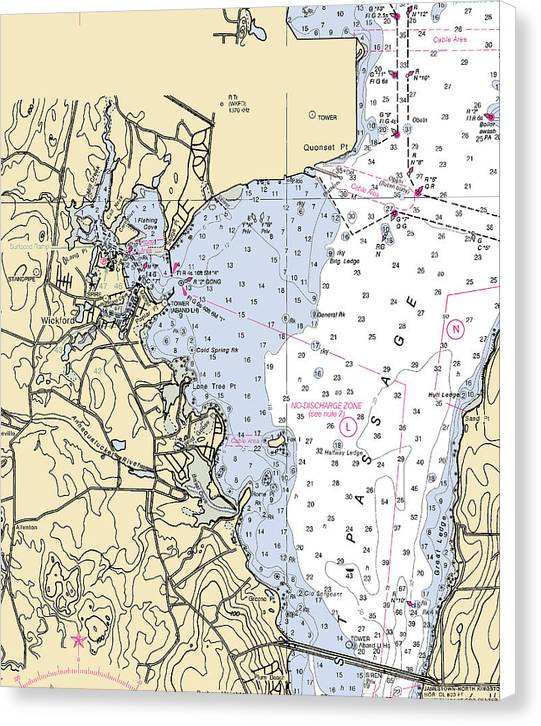 Wickford -rhode Island Nautical Chart _v3 - Canvas Print