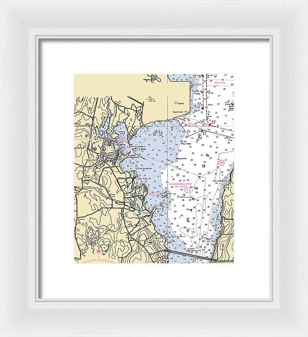 Wickford -rhode Island Nautical Chart _v3 - Framed Print